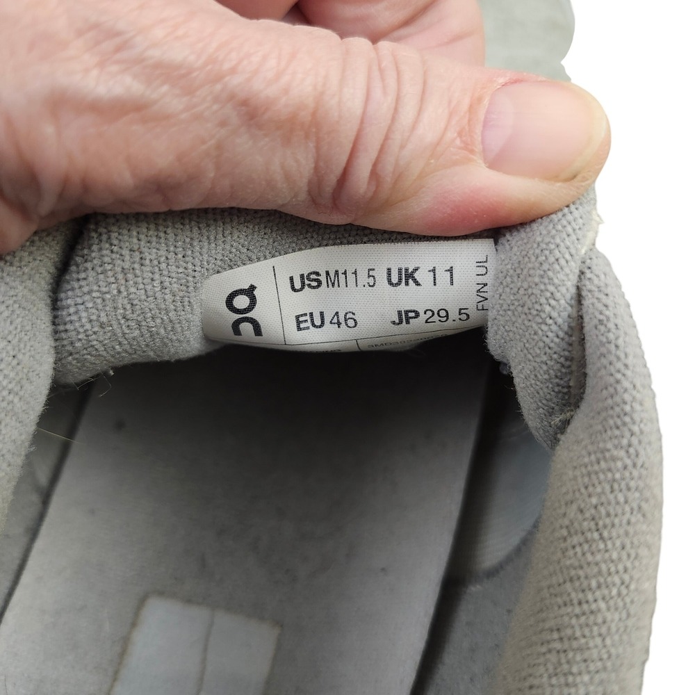 On Cloud Hi Edge Glacier Mens 11.5 Running Shoes Grey White Gum Sole Sneakers - Picture 6 of 12